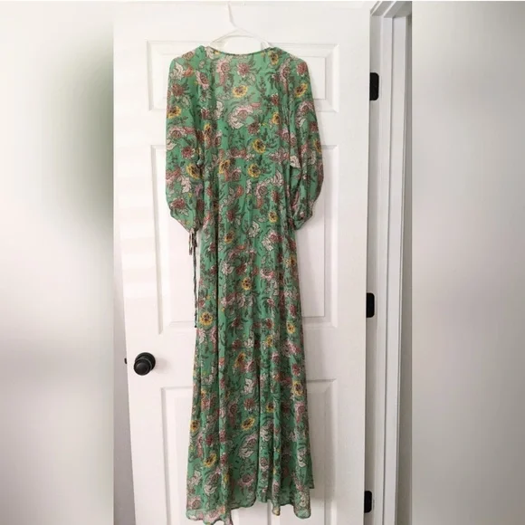 Free People Earthfolk Floral Maxi Dress with Drawstring Long Sleeves - Picture 2 of 5